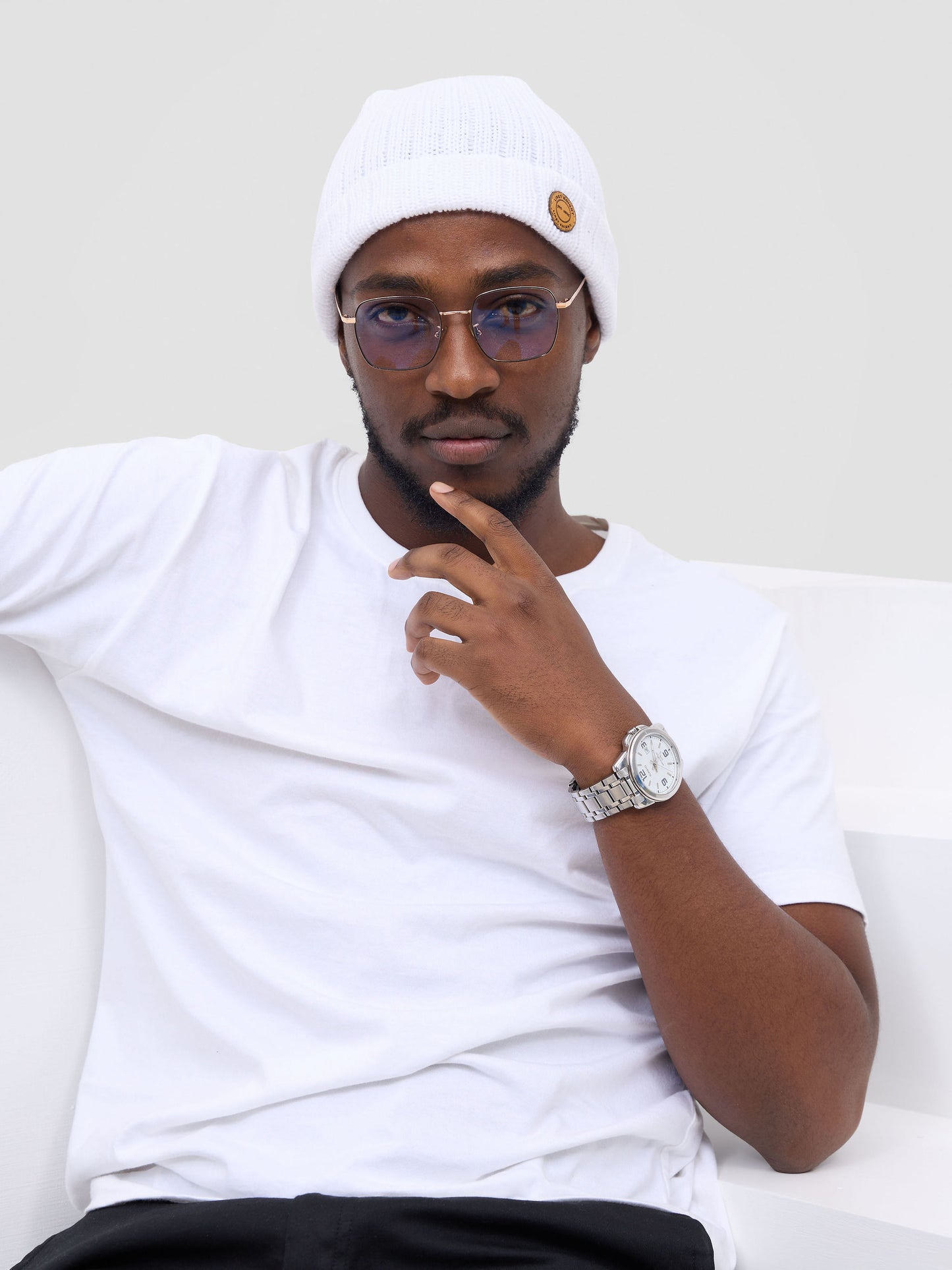 White Urban Crown Beanie