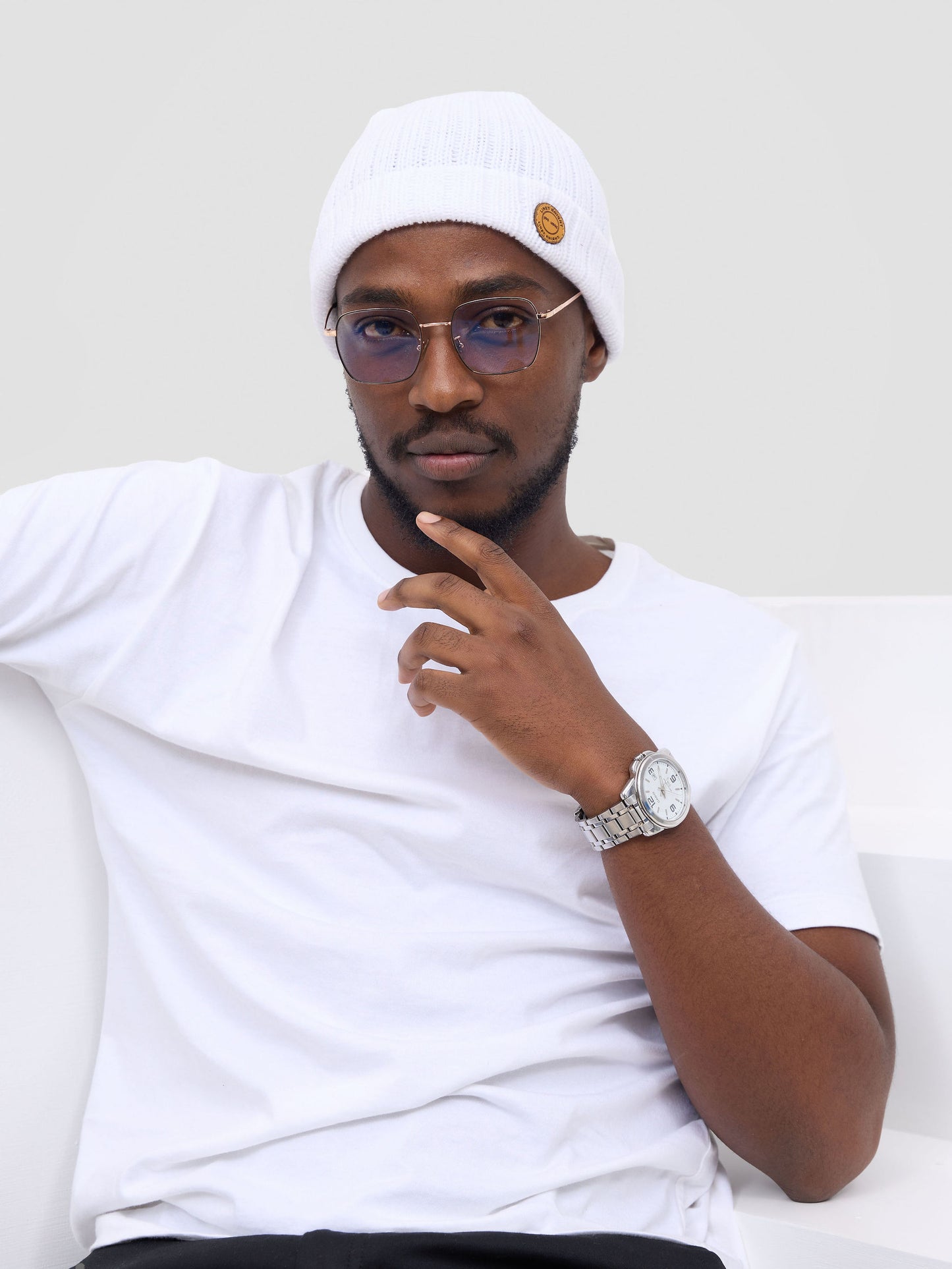 White Urban Crown Beanie